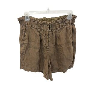 Rails Monty Canteen Brown Linen Blend Paperbag Waist Shorts Boho Summer Size XS